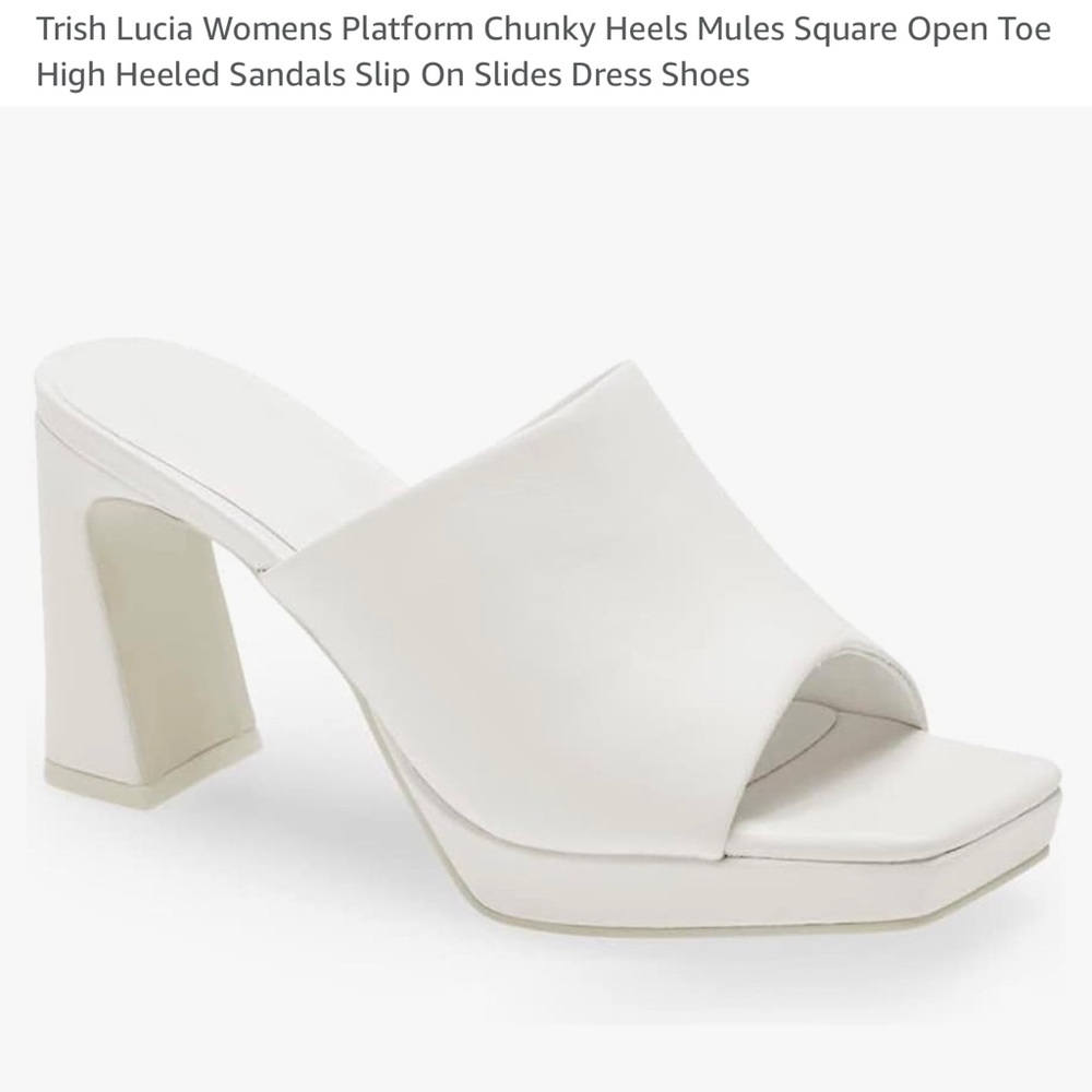 NEW! White Platform Chunky Heels. Never worn.